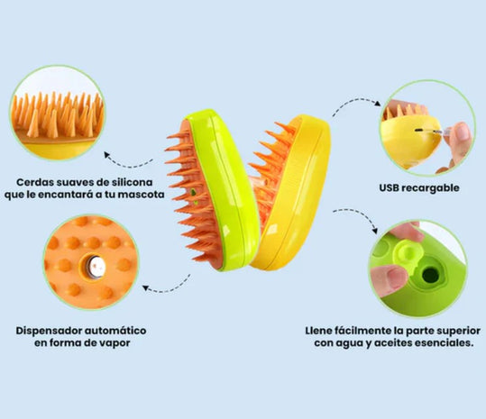 Cepillo de Vapor de calidad Premium para el Cuidado y Bienestar de tus Mascotas